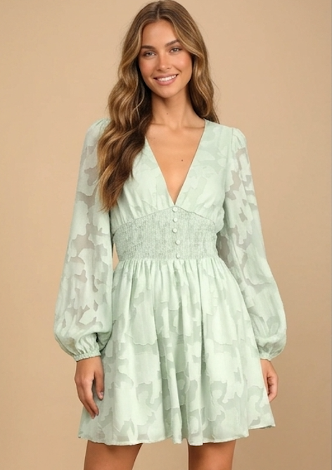 Long Sleeve V-Neck Dress